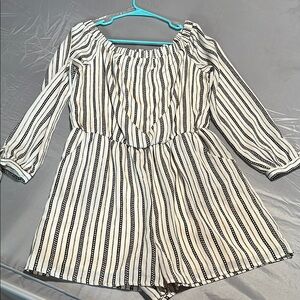 Striped Black and Cream Romper